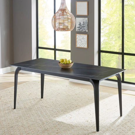 Nicoya Black Stone Top Rectangular Dining Table - Ornate Home