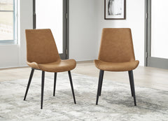 Nicoya Upholstered Dining Chair in Buckskin Synthetic Leather and Black (Set of 2) - Ornate Home