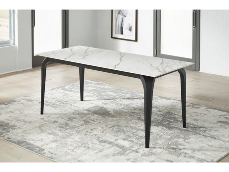 Nicoya White/Black Stone Top Rectangular Dining Table - Ornate Home
