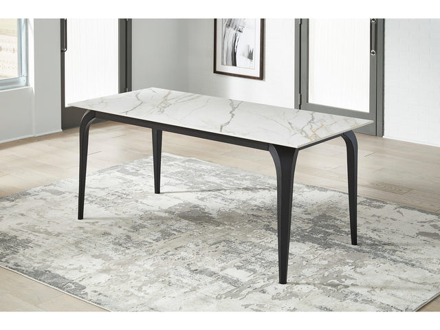 Nicoya White/Black Stone Top Rectangular Dining Table - Ornate Home