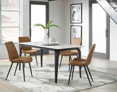 Nicoya White/Black Stone Top Rectangular Dining Table - Ornate Home