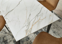 Nicoya White/Black Stone Top Rectangular Dining Table - Ornate Home