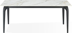 Nicoya White/Black Stone Top Rectangular Dining Table - Ornate Home