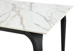 Nicoya White/Black Stone Top Rectangular Dining Table - Ornate Home