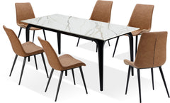 Nicoya White/Black Stone Top Rectangular Dining Table - Ornate Home