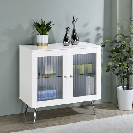 Nieta White High Gloss Accent Cabinet - Ornate Home