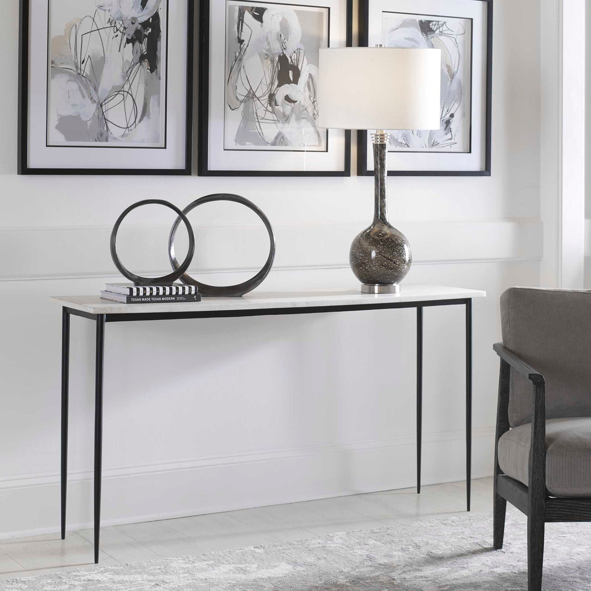 Nightfall White Marble Console Table - Ornate Home