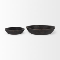 Nikita Black-Brown Large Reclaimed Wood Bowls (Set of 2) - Ornate Home