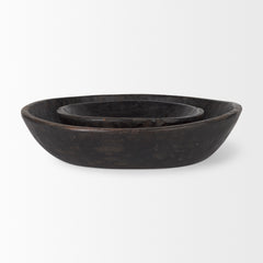 Nikita Black-Brown Large Reclaimed Wood Bowls (Set of 2) - Ornate Home
