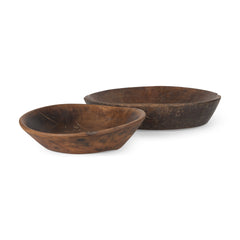 Nikita Medium Brown Large Reclaimed Wood Bowls (Set of 2) - Ornate Home