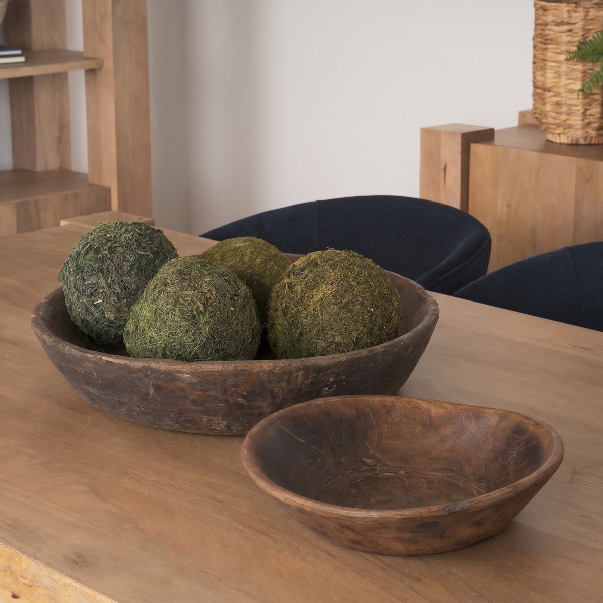 Nikita Medium Brown Large Reclaimed Wood Bowls (Set of 2) - Ornate Home