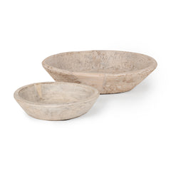 Nikita White Large Light-Wash Reclaimed Wood Bowls (Set of 2) - Ornate Home