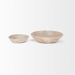 Nikita White Large Light-Wash Reclaimed Wood Bowls (Set of 2) - Ornate Home