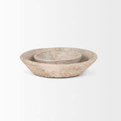Nikita White Large Light-Wash Reclaimed Wood Bowls (Set of 2) - Ornate Home