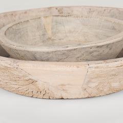 Nikita White Large Light-Wash Reclaimed Wood Bowls (Set of 2) - Ornate Home