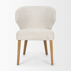 Niles Cream/Medium Brown Wingback Dining Side Chair with Light Brown Wood - Ornate Home