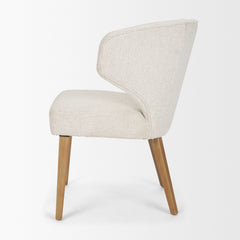 Niles Cream/Medium Brown Wingback Dining Side Chair with Light Brown Wood - Ornate Home