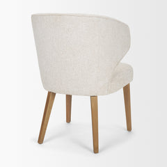 Niles Cream/Medium Brown Wingback Dining Side Chair with Light Brown Wood - Ornate Home
