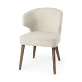 Niles Cream/Medium Brown Wingback Dining Side Chair with Medium Brown Wood - Ornate Home