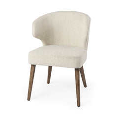 Niles Cream/Medium Brown Wingback Dining Side Chair with Medium Brown Wood - Ornate Home