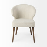 Niles Cream/Medium Brown Wingback Dining Side Chair with Medium Brown Wood - Ornate Home