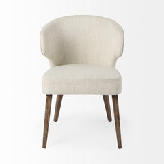 Niles Cream/Medium Brown Wingback Dining Side Chair with Medium Brown Wood - Ornate Home