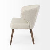 Niles Cream/Medium Brown Wingback Dining Side Chair with Medium Brown Wood - Ornate Home