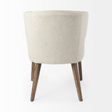 Niles Cream/Medium Brown Wingback Dining Side Chair with Medium Brown Wood - Ornate Home