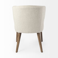 Niles Cream/Medium Brown Wingback Dining Side Chair with Medium Brown Wood - Ornate Home