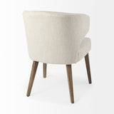 Niles Cream/Medium Brown Wingback Dining Side Chair with Medium Brown Wood - Ornate Home
