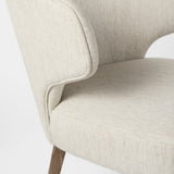 Niles Cream/Medium Brown Wingback Dining Side Chair with Medium Brown Wood - Ornate Home