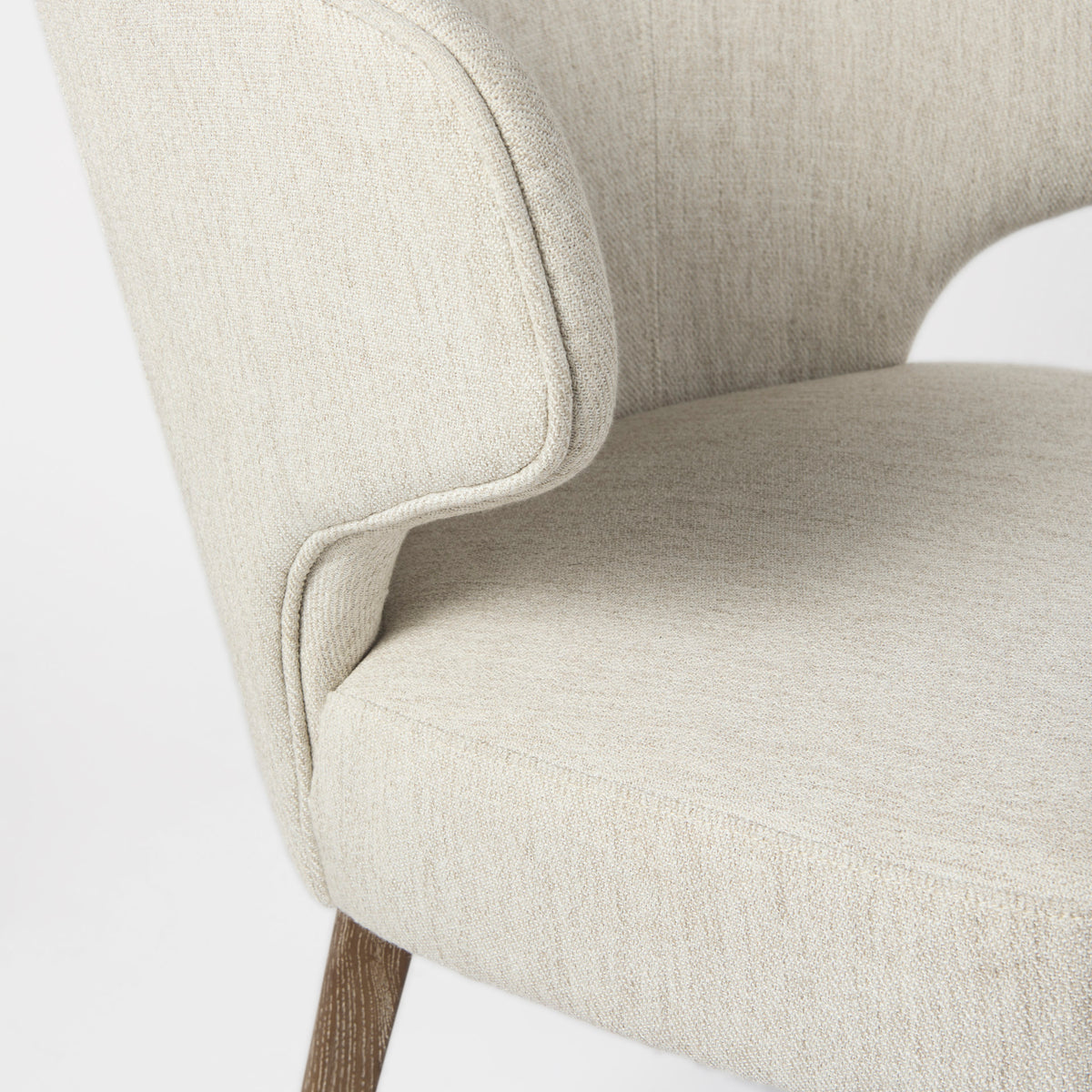 Niles Cream/Medium Brown Wingback Dining Side Chair with Medium Brown Wood - Ornate Home