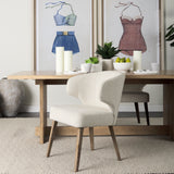 Niles Cream/Medium Brown Wingback Dining Side Chair with Medium Brown Wood - Ornate Home