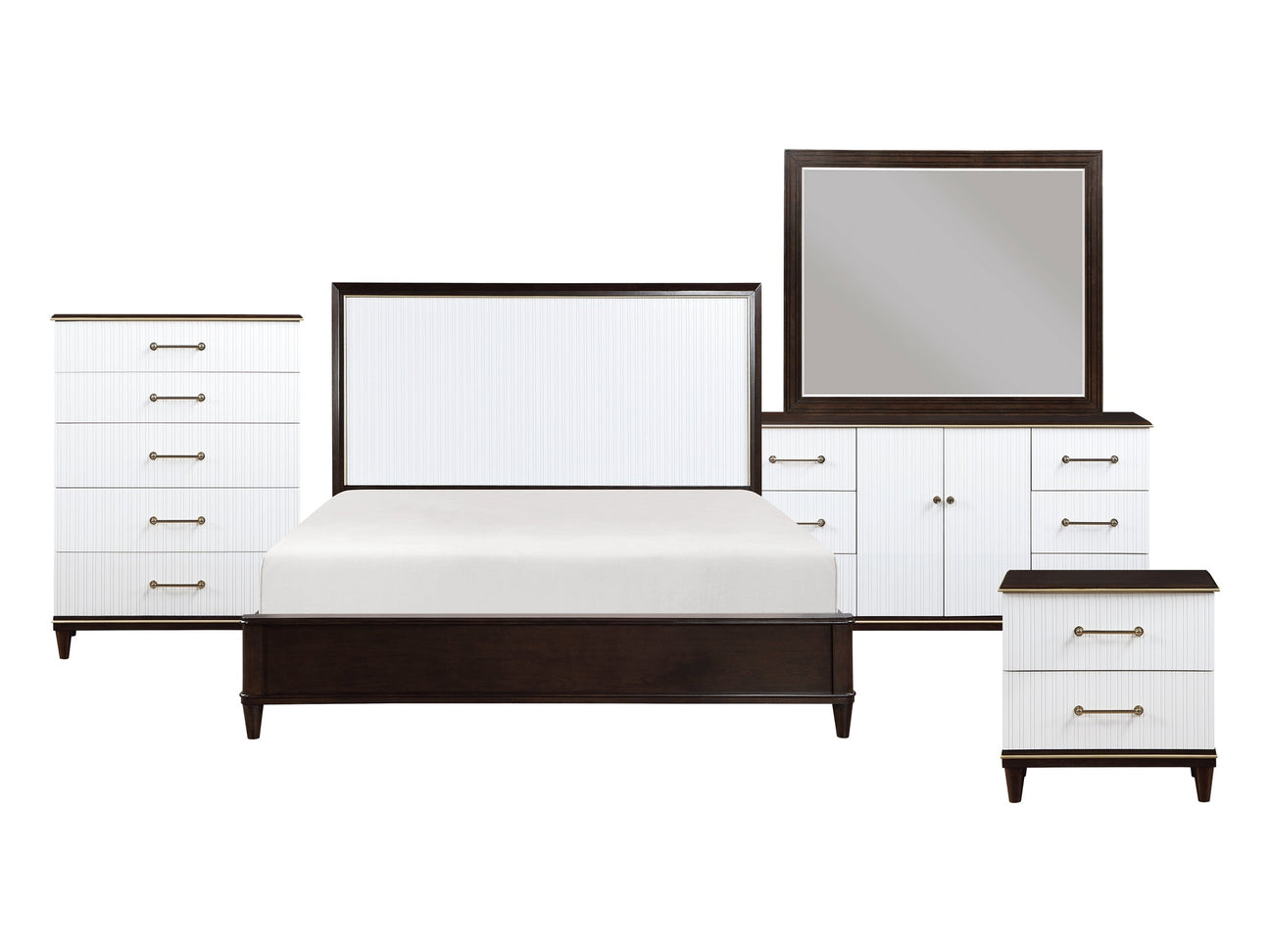 Niles White/Cherry 5-Piece Queen Bedroom Set - Ornate Home