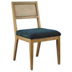 Nimba Heathered Weave Azure Faux Rattan Fabric Dining Chairs (Set of 2) - Ornate Home