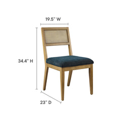 Nimba Heathered Weave Azure Faux Rattan Fabric Dining Chairs (Set of 2) - Ornate Home