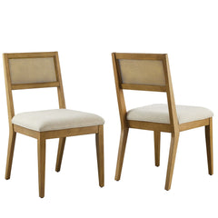 Nimba Heathered Weave Ivory Faux Rattan Fabric Dining Chairs (Set of 2) - Ornate Home
