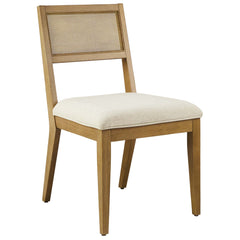 Nimba Heathered Weave Ivory Faux Rattan Fabric Dining Chairs (Set of 2) - Ornate Home
