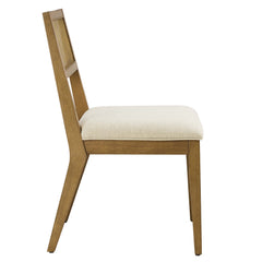 Nimba Heathered Weave Ivory Faux Rattan Fabric Dining Chairs (Set of 2) - Ornate Home