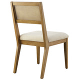 Nimba Heathered Weave Ivory Faux Rattan Fabric Dining Chairs (Set of 2) - Ornate Home