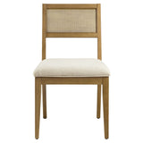 Nimba Heathered Weave Ivory Faux Rattan Fabric Dining Chairs (Set of 2) - Ornate Home