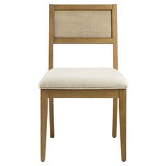 Nimba Heathered Weave Ivory Faux Rattan Fabric Dining Chairs (Set of 2) - Ornate Home