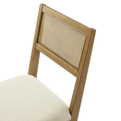 Nimba Heathered Weave Ivory Faux Rattan Fabric Dining Chairs (Set of 2) - Ornate Home