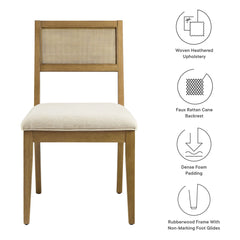 Nimba Heathered Weave Ivory Faux Rattan Fabric Dining Chairs (Set of 2) - Ornate Home