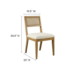 Nimba Heathered Weave Ivory Faux Rattan Fabric Dining Chairs (Set of 2) - Ornate Home
