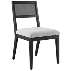 Nimba Heathered Weave Light Gray Faux Rattan Fabric Dining Chairs (Set of 2) - Ornate Home