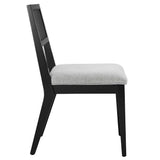 Nimba Heathered Weave Light Gray Faux Rattan Fabric Dining Chairs (Set of 2) - Ornate Home
