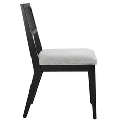 Nimba Heathered Weave Light Gray Faux Rattan Fabric Dining Chairs (Set of 2) - Ornate Home