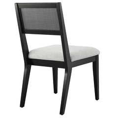 Nimba Heathered Weave Light Gray Faux Rattan Fabric Dining Chairs (Set of 2) - Ornate Home