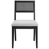 Nimba Heathered Weave Light Gray Faux Rattan Fabric Dining Chairs (Set of 2) - Ornate Home